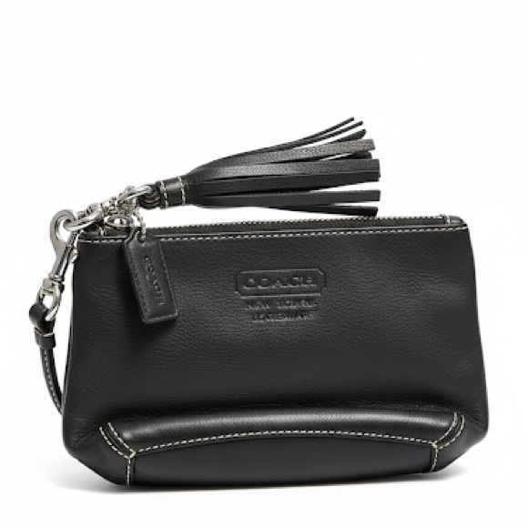 Vintage Coach Black Leather Wristlet - Picture 1 of 2